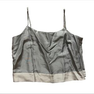 NWT JONES NEW YORK Camisole Gray Blue  Spaghetti Strap 100% Silk Sz 6